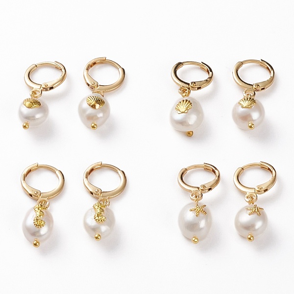 PandaHall Brass Huggie Hoop Earrings, with Alloy Cabochons and Natural Baroque Pearl Keshi Pearl Beads, Oval with Marine Organism, Golden...
PandaHall Brass Huggie Hoop Earrings, with Alloy Cabochons and Natural Baroque Pearl Keshi Pearl Beads, Oval with Marine Organism, Golden...