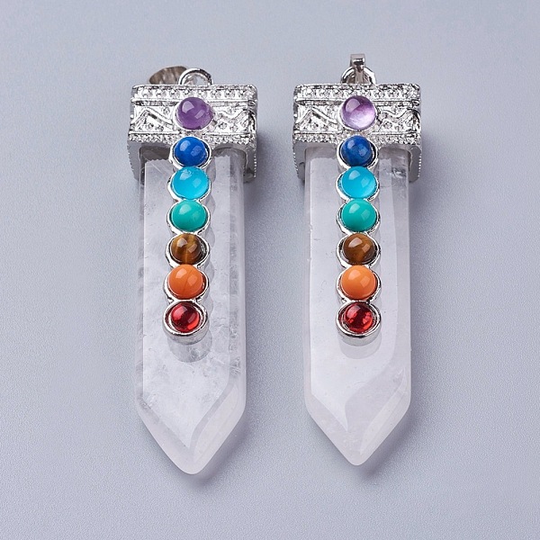 PandaHall Natural Quartz Crystal with Synthetic & Natural Mixed Stone Chakra Big Pendants, Sword, Platinum, 57~60x16.5x12mm, Hole: 5mm...
PandaHall Natural Quartz Crystal with Synthetic & Natural Mixed Stone Chakra Big Pendants, Sword, Platinum, 57~60x16.5x12mm, Hole: 5mm...