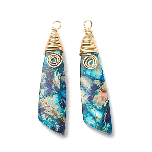 PandaHall Natural Regalite/Imperial Jasper/Sea Sediment Jasper Big Pendants, with Golden Tone Copper Wire Wrapped, Dyed, Wing-shaped, Blue...
PandaHall Natural Regalite/Imperial Jasper/Sea Sediment Jasper Big Pendants, with Golden Tone Copper Wire Wrapped, Dyed, Wing-shaped, Blue...