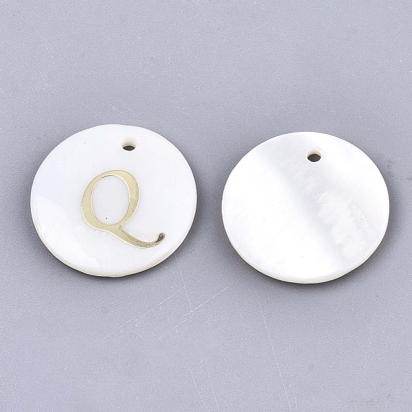PandaHall Natural Freshwater Shell Pendants, with Golden Plated Brass Etched Metal Embellishments, Flat Round with Letter, Letter.Q, 15x2mm...
PandaHall Natural Freshwater Shell Pendants, with Golden Plated Brass Etched Metal Embellishments, Flat Round with Letter, Letter.Q, 15x2mm...