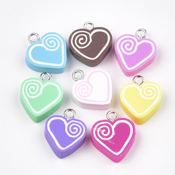 PandaHall Handmade Polymer Clay Pendants, with Iron Findings, Heart, Platinum, Mixed Color, 17~19x14~15x5mm, Hole: 2mm Polymer Clay Heart..., Multicolor
PandaHall Handmade Polymer Clay Pendants, with Iron Findings, Heart, Platinum, Mixed Color, 17~19x14~15x5mm, Hole: 2mm Polymer Clay Heart..., Multicolor