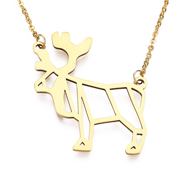 PandaHall 201 Stainless Steel Pendant Necklaces, with Cable Chains, Christmas Reindeer/Stag, Golden, 17.9 inch(45.5cm), 2mm, Reindeer...
PandaHall 201 Stainless Steel Pendant Necklaces, with Cable Chains, Christmas Reindeer/Stag, Golden, 17.9 inch(45.5cm), 2mm, Reindeer...