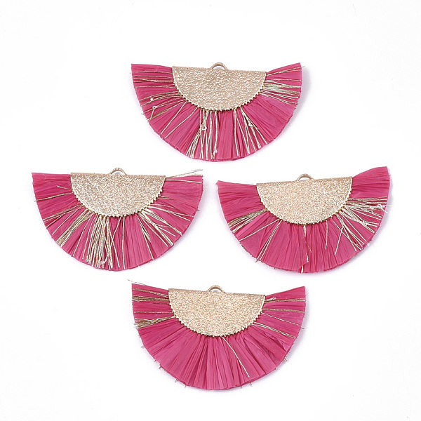 PandaHall Raffia Tassel Pendants, with Metallic Cords & Brass Findings, Fan Shaped, Golden, Fuchsia, 27x45x3mm, Hole: 1x3mm Raffia Pink
PandaHall Raffia Tassel Pendants, with Metallic Cords & Brass Findings, Fan Shaped, Golden, Fuchsia, 27x45x3mm, Hole: 1x3mm Raffia Pink
