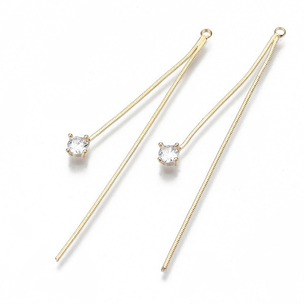PandaHall Brass Micro Cubic Zirconia Chain Tassel Big Pendants, Nickel Free, Real 18K Gold Plated, Thread, Clear, 63x5x1mm, Hole: 1.6mm...
PandaHall Brass Micro Cubic Zirconia Chain Tassel Big Pendants, Nickel Free, Real 18K Gold Plated, Thread, Clear, 63x5x1mm, Hole: 1.6mm...
