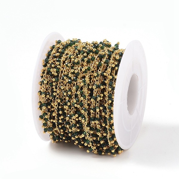 PandaHall Handmade Glass Beaded Chains, with Brass Eye Pins, Golden, Soldered, Round, Faceted, with Spool, Dark Green, 2.5x2x0.4mm, Beads...
PandaHall Handmade Glass Beaded Chains, with Brass Eye Pins, Golden, Soldered, Round, Faceted, with Spool, Dark Green, 2.5x2x0.4mm, Beads...