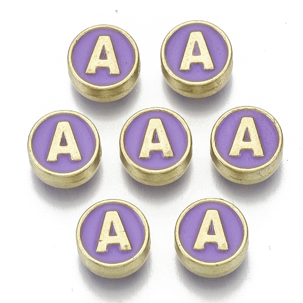 PandaHall Alloy Enamel Beads, Cadmium Free & Nickel Free & Lead Free, Flat Round with Initial Letters, Light Gold, Letter.A, 8x4mm, Hole...
PandaHall Alloy Enamel Beads, Cadmium Free & Nickel Free & Lead Free, Flat Round with Initial Letters, Light Gold, Letter.A, 8x4mm, Hole...