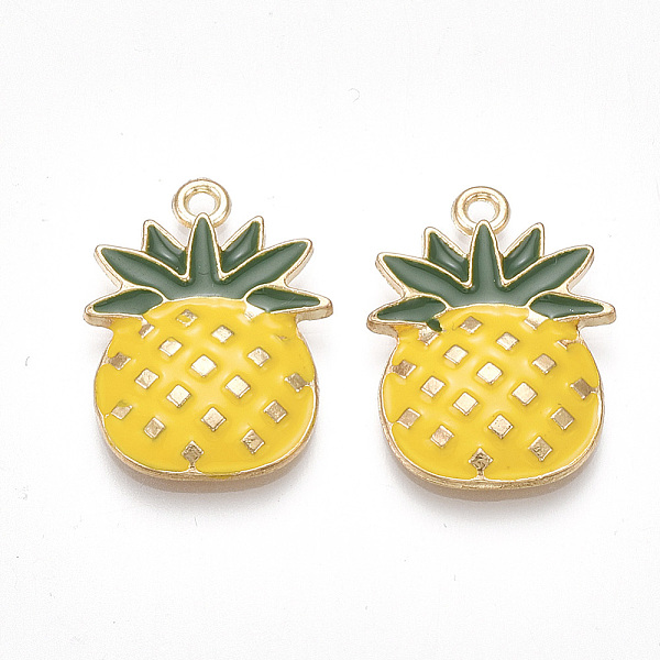 PandaHall Alloy Pendants, Cadmium Free & Lead Free, with Enamel, Pineapple, Light Gold, Gold, 25x18x3mm, Hole: 2mm Alloy+Enamel Fruit Gold
PandaHall Alloy Pendants, Cadmium Free & Lead Free, with Enamel, Pineapple, Light Gold, Gold, 25x18x3mm, Hole: 2mm Alloy+Enamel Fruit Gold