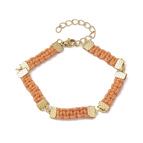 PandaHall Braided Waxed Polyester Rectangle Link Chain Bracelets, with Real 18K Gold Plated 304 Stainless Steel Clasps, Light Salmon, 6-3/4...
PandaHall Braided Waxed Polyester Rectangle Link Chain Bracelets, with Real 18K Gold Plated 304 Stainless Steel Clasps, Light Salmon, 6-3/4...