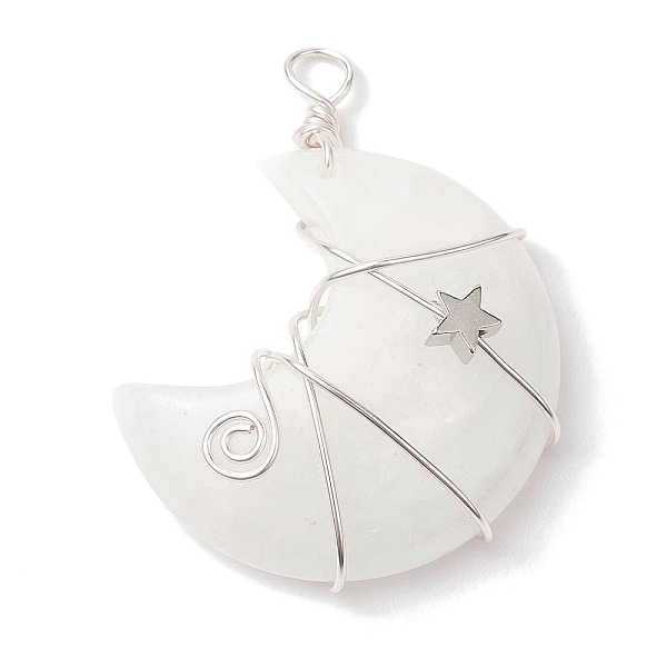PandaHall Natural Quartz Crystal Copper Wire Wrapped Pendants, Rock Crystal Moon with Star Charms, Platinum, 44.5x35x11.5mm, Hole: 4mm...
PandaHall Natural Quartz Crystal Copper Wire Wrapped Pendants, Rock Crystal Moon with Star Charms, Platinum, 44.5x35x11.5mm, Hole: 4mm...