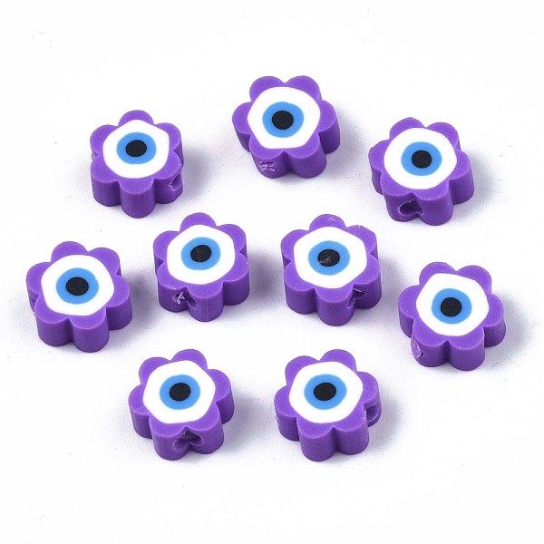 PandaHall Handmade Polymer Clay Beads, Flower with Evil Eye, Blue Violet, 9x9x4.5mm, Hole: 1.8mm Polymer Clay Flower
PandaHall Handmade Polymer Clay Beads, Flower with Evil Eye, Blue Violet, 9x9x4.5mm, Hole: 1.8mm Polymer Clay Flower