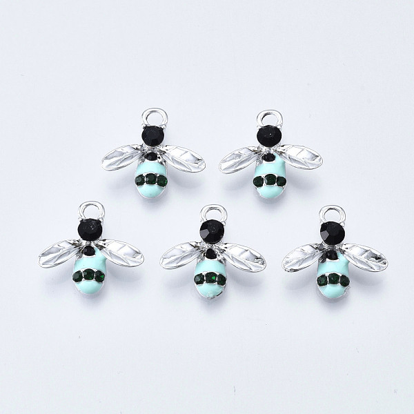 PandaHall Alloy Enamel Pendants, with Rhinestone, Bees, Platinum, Pale Turquoise, 15x16.5x3.5mm, Hole: 2mm Alloy Rhinestone+Enamel Bees Blue
PandaHall Alloy Enamel Pendants, with Rhinestone, Bees, Platinum, Pale Turquoise, 15x16.5x3.5mm, Hole: 2mm Alloy Rhinestone+Enamel Bees Blue