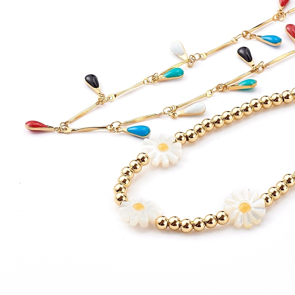 PandaHall Brass Beaded Necklaces & 304 Stainless Steel Teardrop Pendant Necklaces Sets, with Enamel and Natural Shell Flower Beads, Mixed..., Multicolor
PandaHall Brass Beaded Necklaces & 304 Stainless Steel Teardrop Pendant Necklaces Sets, with Enamel and Natural Shell Flower Beads, Mixed..., Multicolor