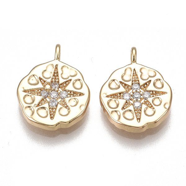 PandaHall Brass Charms, Nickel Free, Real 18K Gold Plated, with Cubic Zirconia, Flat Round with Star, Clear, 14x11x2mm, Hole: 1.2mm...
PandaHall Brass Charms, Nickel Free, Real 18K Gold Plated, with Cubic Zirconia, Flat Round with Star, Clear, 14x11x2mm, Hole: 1.2mm...