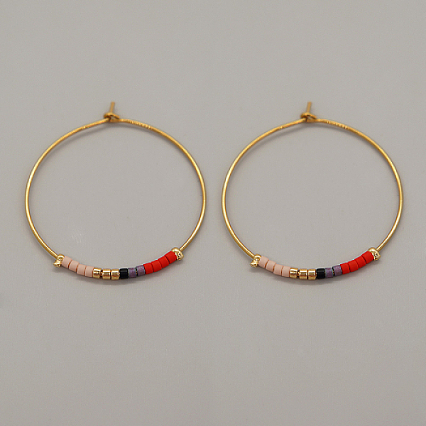 PandaHall Glass Seed Beaded Hoop Earrings, Boho Beach Earrings, Red, 30x30mm Glass Ring Red
PandaHall Glass Seed Beaded Hoop Earrings, Boho Beach Earrings, Red, 30x30mm Glass Ring Red