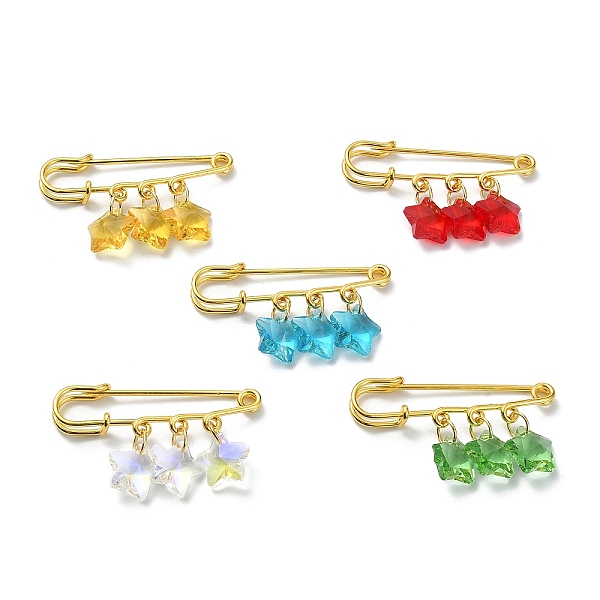 PandaHall Golden Iron Brooches, Transparent Glass Pendant Kilt Pins, Star, Mixed Color, 28~30x50mm Glass Star Multicolor
PandaHall Golden Iron Brooches, Transparent Glass Pendant Kilt Pins, Star, Mixed Color, 28~30x50mm Glass Star Multicolor