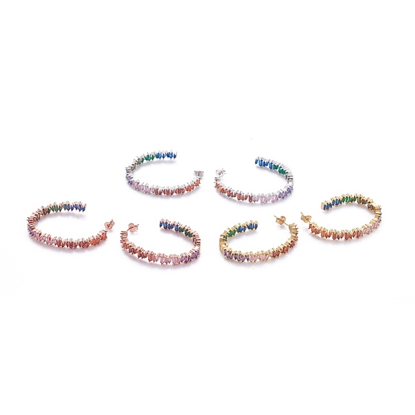 PandaHall Brass Micro Pave Cubic Zirconia Stud Earrings, Half Hoop Earrings, with Brass Ear Nuts, Oval, Colorful, Mixed Color...
PandaHall Brass Micro Pave Cubic Zirconia Stud Earrings, Half Hoop Earrings, with Brass Ear Nuts, Oval, Colorful, Mixed Color...