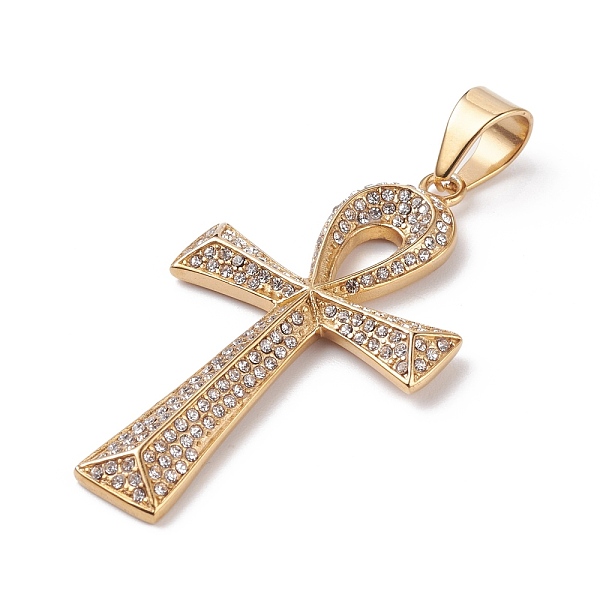 PandaHall 304 Stainless Steel Rhinestone Big Pendants, Ankh Cross, Golden, 60.5x34x5mm, Hole: 11x8mm Stainless Steel+Rhinestone Cross Clear
PandaHall 304 Stainless Steel Rhinestone Big Pendants, Ankh Cross, Golden, 60.5x34x5mm, Hole: 11x8mm Stainless Steel+Rhinestone Cross Clear