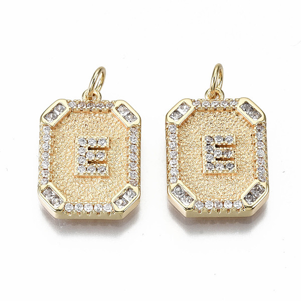 PandaHall Brass Micro Pave Clear Cubic Zirconia Pendants, Nickel Free, Real 18K Gold Plated, Rounded Rectangle with Word, Letter.E...
PandaHall Brass Micro Pave Clear Cubic Zirconia Pendants, Nickel Free, Real 18K Gold Plated, Rounded Rectangle with Word, Letter.E...