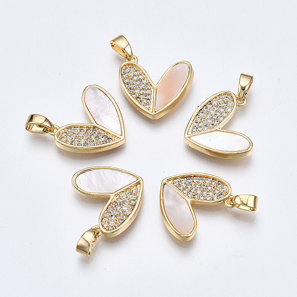 PandaHall Brass Micro Pave Clear Cubic Zirconia Pendants, with White Sea Shell, Nickel Free, Heart, Real 18K Gold Plated, 13.5x15.5x2.5mm...
PandaHall Brass Micro Pave Clear Cubic Zirconia Pendants, with White Sea Shell, Nickel Free, Heart, Real 18K Gold Plated, 13.5x15.5x2.5mm...