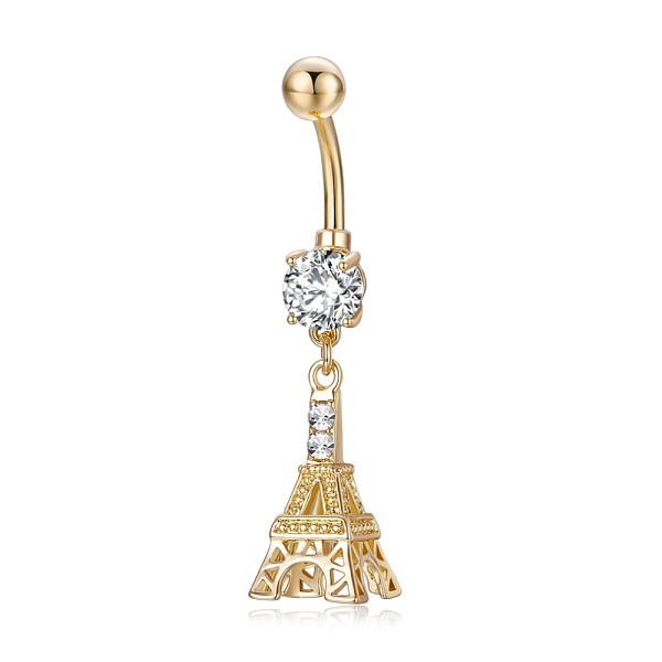 PandaHall Piercing Jewelry, Brass Cubic Zirciona Navel Ring, Belly Rings, with 304 Stainless Steel Bar, Lead Free & Cadmium Free, Eiffel..., Clear
PandaHall Piercing Jewelry, Brass Cubic Zirciona Navel Ring, Belly Rings, with 304 Stainless Steel Bar, Lead Free & Cadmium Free, Eiffel..., Clear