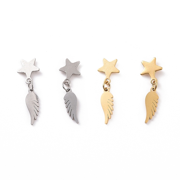 PandaHall 304 Stainless Steel Wing with Star Dangle Stud Earrings for Women, Mixed Color, 25.5mm, Pin: 0.8mm 304 Stainless Steel Wing
PandaHall 304 Stainless Steel Wing with Star Dangle Stud Earrings for Women, Mixed Color, 25.5mm, Pin: 0.8mm 304 Stainless Steel Wing