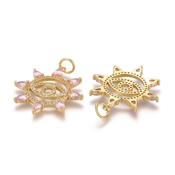 PandaHall Brass Micro Pave Clear & Purple Cubic Zirconia Pendants, Long-Lasting Plated, with Jump Rings, Sun with Evil Eye, Pink, Golden...
PandaHall Brass Micro Pave Clear & Purple Cubic Zirconia Pendants, Long-Lasting Plated, with Jump Rings, Sun with Evil Eye, Pink, Golden...