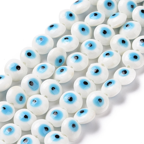 PandaHall Handmade Evil Eye Lampwork Beads Strands, Flat Round, White, 12.5x7.5mm, Hole: 1.6mm, about 33pcs/strand, 15.12''(38.4cm) Lampwork...
PandaHall Handmade Evil Eye Lampwork Beads Strands, Flat Round, White, 12.5x7.5mm, Hole: 1.6mm, about 33pcs/strand, 15.12''(38.4cm) Lampwork...