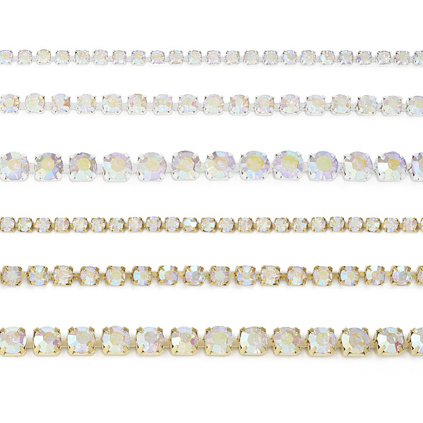 PandaHall 6 Styles Brass Rhinestone Strass Chains, Crystal Rhinestone Cup Chains, Platinum & Golden, 2~4x2~4mm Brass+Rhinestone Clear
PandaHall 6 Styles Brass Rhinestone Strass Chains, Crystal Rhinestone Cup Chains, Platinum & Golden, 2~4x2~4mm Brass+Rhinestone Clear
