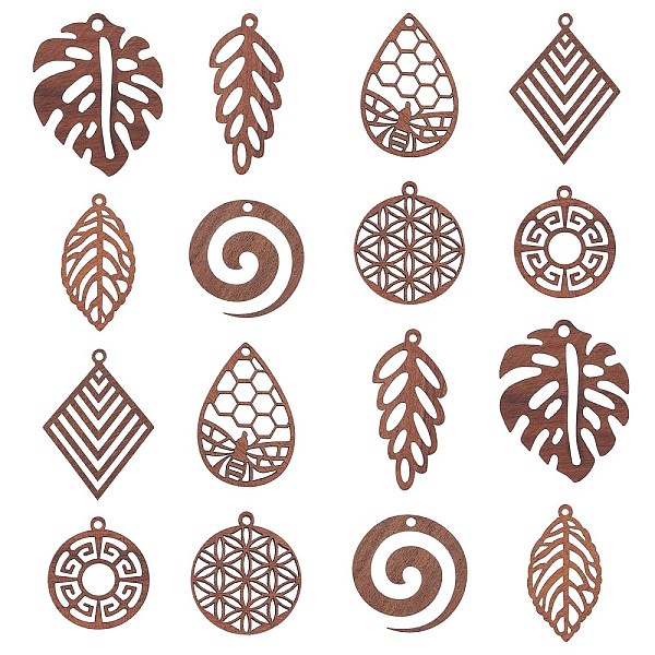 PandaHall 16Pcs 8 Styles Natural Wood Pendants, Undyed, Hollow Geometric Charms, Mixed Shapes, Coconut Brown, 25~34x16~25x2.5mm, Hole: 1.6mm...
PandaHall 16Pcs 8 Styles Natural Wood Pendants, Undyed, Hollow Geometric Charms, Mixed Shapes, Coconut Brown, 25~34x16~25x2.5mm, Hole: 1.6mm...