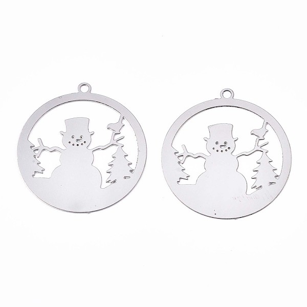 PandaHall Christmas 201 Stainless Steel Filigree Pendants, Etched Metal Embellishments, Ring with Snowman, Stainless Steel Color...
PandaHall Christmas 201 Stainless Steel Filigree Pendants, Etched Metal Embellishments, Ring with Snowman, Stainless Steel Color...
