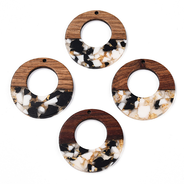 PandaHall Transparent Resin & Walnut Wood Pendants, with Gold Foil, Donut Charms, Black, 38x3mm, Hole: 2mm Resin+Wood Donut Black
PandaHall Transparent Resin & Walnut Wood Pendants, with Gold Foil, Donut Charms, Black, 38x3mm, Hole: 2mm Resin+Wood Donut Black