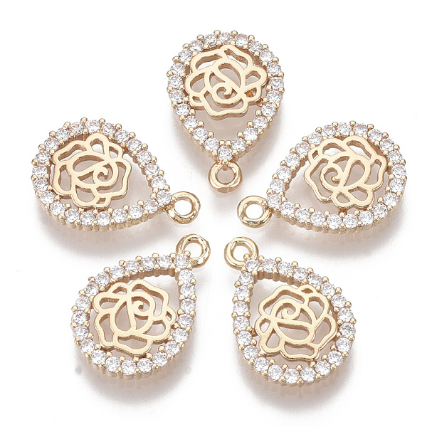 PandaHall Brass Micro Pave Cubic Zirconia Pendants, teardrop, with Rose, Light Gold, Clear, 18x12.5x2.5mm, Hole: 1.5mm Brass+Cubic Zirconia...
PandaHall Brass Micro Pave Cubic Zirconia Pendants, teardrop, with Rose, Light Gold, Clear, 18x12.5x2.5mm, Hole: 1.5mm Brass+Cubic Zirconia...