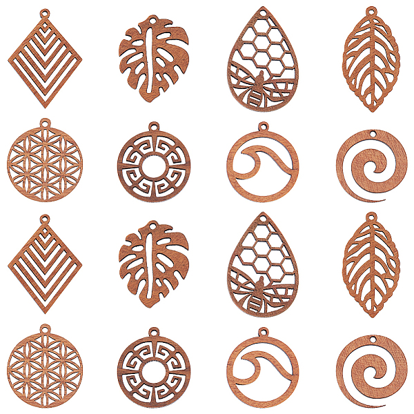 PandaHall HOBBIESAY 16Pcs 8 Styles Natural Walnut Wood Pendants, Undyed, Hollow Charm, Rhombus & Teardrop & Flat Round, Mixed Shapes, Camel..., Brown
PandaHall HOBBIESAY 16Pcs 8 Styles Natural Walnut Wood Pendants, Undyed, Hollow Charm, Rhombus & Teardrop & Flat Round, Mixed Shapes, Camel..., Brown
