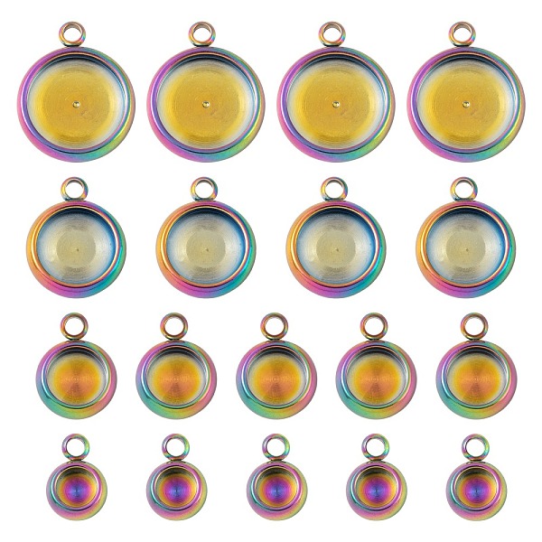 PandaHall 40Pcs 4 Style Ion Plating(IP) 304 Stainless Steel Pendant Cabochon Settings, Lace Edge Bezel Cups, Rainbow Color, Flat Round, Tray...
PandaHall 40Pcs 4 Style Ion Plating(IP) 304 Stainless Steel Pendant Cabochon Settings, Lace Edge Bezel Cups, Rainbow Color, Flat Round, Tray...