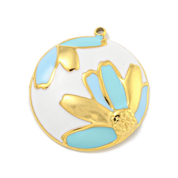 PandaHall Ion Plating(IP) 304 Stainless Steel Pendants, with Enamel, Real 18K Gold Plated, Half Round with Flower Charm, Light Sky Blue...
PandaHall Ion Plating(IP) 304 Stainless Steel Pendants, with Enamel, Real 18K Gold Plated, Half Round with Flower Charm, Light Sky Blue...