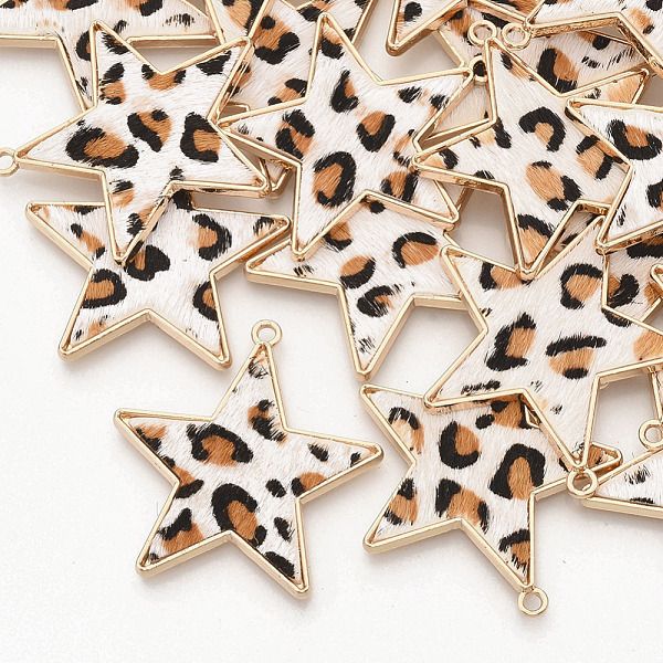 PandaHall Eco-Friendly Cowhide Leather Pendants, with Golden Plated Alloy Cabochon Settings, Star with Leopard Print Pattern, Linen..., Brown
PandaHall Eco-Friendly Cowhide Leather Pendants, with Golden Plated Alloy Cabochon Settings, Star with Leopard Print Pattern, Linen..., Brown