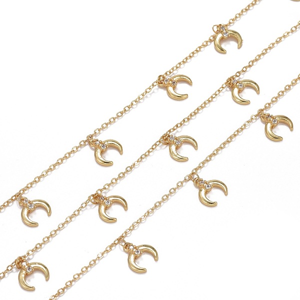 PandaHall Handmade Brass Cable Chains, with Cubic Zirconia Charms and Spool, Long-lasting Plated, Soldered, Crescent, Double Horn, Clear...
PandaHall Handmade Brass Cable Chains, with Cubic Zirconia Charms and Spool, Long-lasting Plated, Soldered, Crescent, Double Horn, Clear...