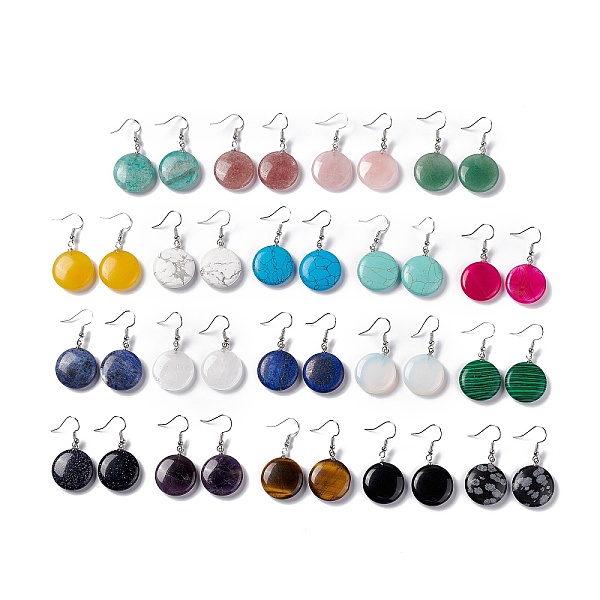 PandaHall Gemstone Flat Round Dangle Earrings, Platinum Brass Jewelry for Women, 42mm, Pin: 0.7mm Mixed Stone
PandaHall Gemstone Flat Round Dangle Earrings, Platinum Brass Jewelry for Women, 42mm, Pin: 0.7mm Mixed Stone