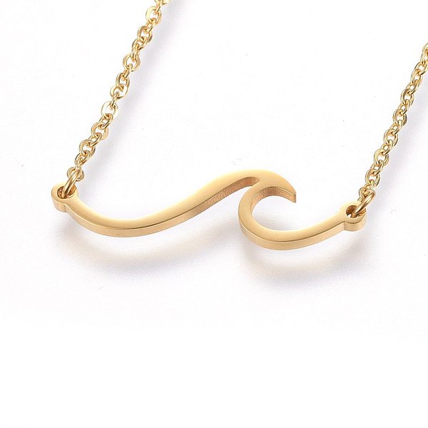 PandaHall 304 Stainless Steel Pendant Necklaces, with Cable Chains and Lobster Claw Clasps, Wave, Golden, 18.11 inch(46cm), 1.5mm 304...
PandaHall 304 Stainless Steel Pendant Necklaces, with Cable Chains and Lobster Claw Clasps, Wave, Golden, 18.11 inch(46cm), 1.5mm 304...