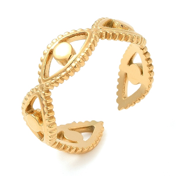 PandaHall 304 Stainless Steel Hollow Open Cuff Rings for Women, Horse Eye, Real 18K Gold Plated, Inner Diameter: 18.2mm 304 Stainless Steel
PandaHall 304 Stainless Steel Hollow Open Cuff Rings for Women, Horse Eye, Real 18K Gold Plated, Inner Diameter: 18.2mm 304 Stainless Steel