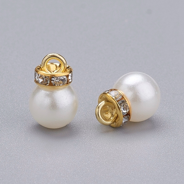 PandaHall Acrylic Pearl Pendants, with Crystal Rhinestone and Golden Tone Iron Loop, Round, White, 15x10mm, Hole: 2mm Iron+Acrylic Round...
PandaHall Acrylic Pearl Pendants, with Crystal Rhinestone and Golden Tone Iron Loop, Round, White, 15x10mm, Hole: 2mm Iron+Acrylic Round...