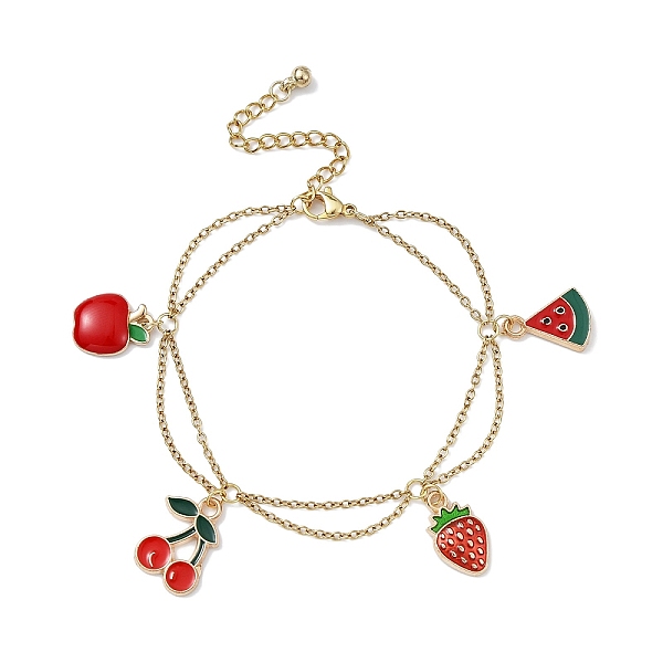 PandaHall Alloy Enamel Fruit Charm Bracelets, with Ion Plating(IP) Light Gold 304 Stainless Steel Cable Chains, Cherry, 6-3/4 inch(17.3cm)..., Red
PandaHall Alloy Enamel Fruit Charm Bracelets, with Ion Plating(IP) Light Gold 304 Stainless Steel Cable Chains, Cherry, 6-3/4 inch(17.3cm)..., Red