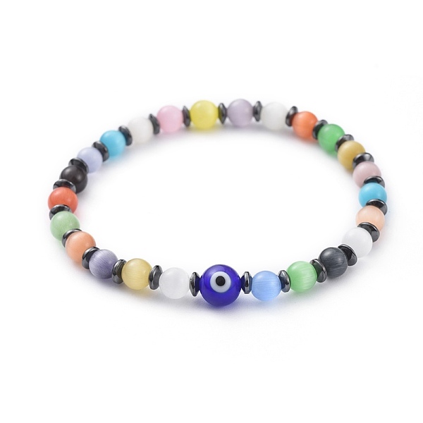 PandaHall Cat Eye Beads Stretch Bracelets, with Non-Magnetic Synthetic Hematite Beads and Round Handmade Evil Eye Lampwork Beads, Colorful...
PandaHall Cat Eye Beads Stretch Bracelets, with Non-Magnetic Synthetic Hematite Beads and Round Handmade Evil Eye Lampwork Beads, Colorful...