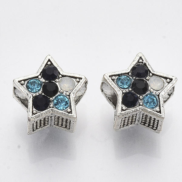 PandaHall Alloy European Beads, with Glass Rhinestone, Large Hole Beads, Star, Antique Silver, Colorful, 12.5x13x9mm, Hole: 5mm..., Multicolor
PandaHall Alloy European Beads, with Glass Rhinestone, Large Hole Beads, Star, Antique Silver, Colorful, 12.5x13x9mm, Hole: 5mm..., Multicolor