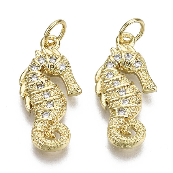PandaHall Brass Micro Pave Clear Cubic Zirconia Pendants, with Jump Ring, Nickel Free, Sea Horse Shape, Real 14K Gold Plated, 20x10x3mm..., Brown
PandaHall Brass Micro Pave Clear Cubic Zirconia Pendants, with Jump Ring, Nickel Free, Sea Horse Shape, Real 14K Gold Plated, 20x10x3mm..., Brown