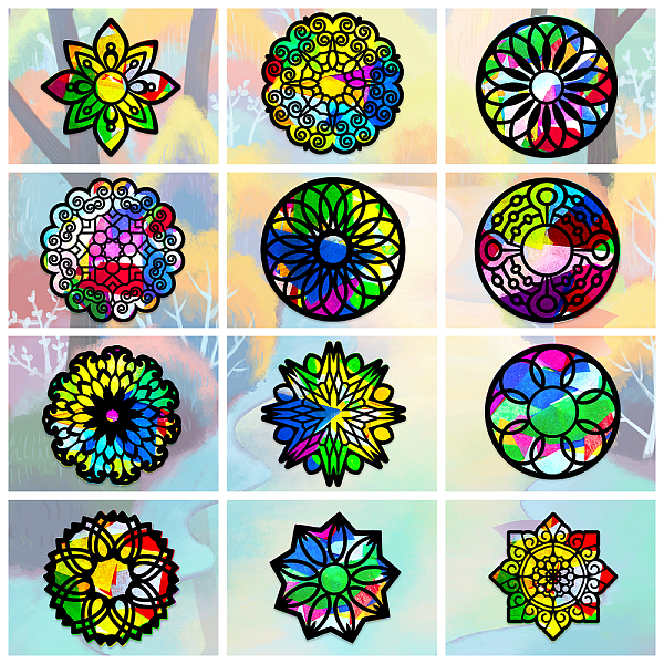 PandaHall Suncatcher Craft Set, for Kids Window Paint Art Painting, Flower Pattern, 19.9~21x7.6~21cm, about 12pcs/set Paper Flower Black
PandaHall Suncatcher Craft Set, for Kids Window Paint Art Painting, Flower Pattern, 19.9~21x7.6~21cm, about 12pcs/set Paper Flower Black