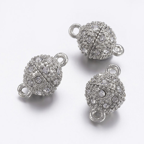 PandaHall Alloy Magnetic Clasps, with Rhinestone, Round, Platinum, about 10mm in diameter, 17mm long, hole: 2mm Alloy+Rhinestone Round Clear
PandaHall Alloy Magnetic Clasps, with Rhinestone, Round, Platinum, about 10mm in diameter, 17mm long, hole: 2mm Alloy+Rhinestone Round Clear