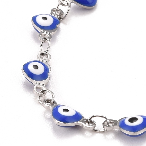 PandaHall Enamel Heart with Evil Eye Link Chains Bracelet, 304 Stainless Steel Jewelry for Women, Stainless Steel Color, Blue, 6-7/8 inch...
PandaHall Enamel Heart with Evil Eye Link Chains Bracelet, 304 Stainless Steel Jewelry for Women, Stainless Steel Color, Blue, 6-7/8 inch...