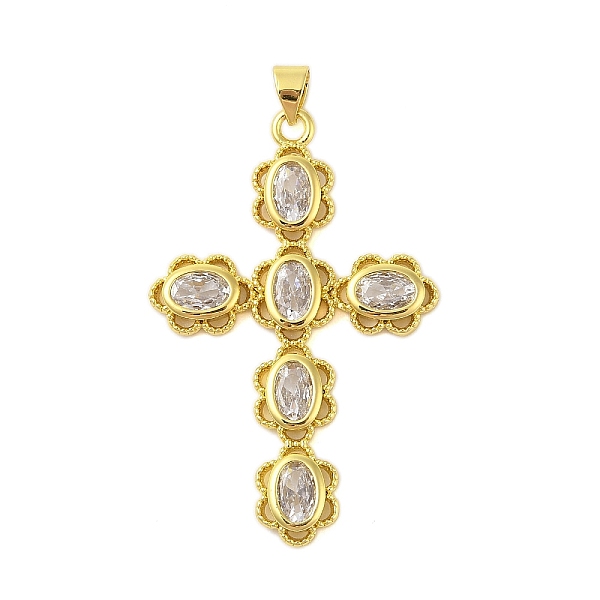 PandaHall Rack Plating Brass Clear Cubic Zirconia Pendants, Cadmium Free & Lead Free, Cross with Flower, Real 18K Gold Plated, 44x28.5x4mm...
PandaHall Rack Plating Brass Clear Cubic Zirconia Pendants, Cadmium Free & Lead Free, Cross with Flower, Real 18K Gold Plated, 44x28.5x4mm...