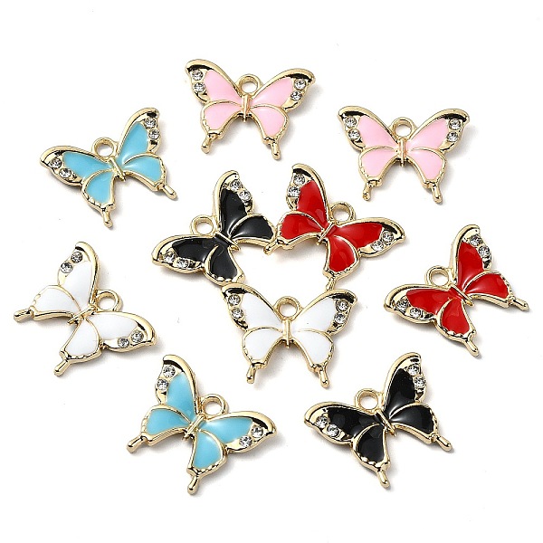 PandaHall Rack Plating Alloy Enamel Pendants, with Rhinestone, Nickel Free, Butterfly Charm, Golden, Mixed Color, 14.5x19x2.5mm, Hole: 2mm..., Multicolor
PandaHall Rack Plating Alloy Enamel Pendants, with Rhinestone, Nickel Free, Butterfly Charm, Golden, Mixed Color, 14.5x19x2.5mm, Hole: 2mm..., Multicolor